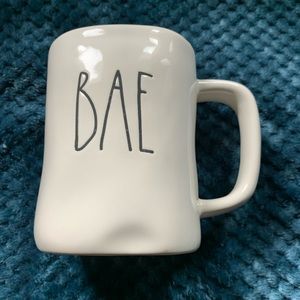 RAE DUNN “BAE”” Coffee Tea White Mug. New! Never used. Has dimples.
